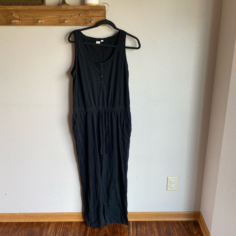 GAP Black Sleeveless Henley Jumpsuit